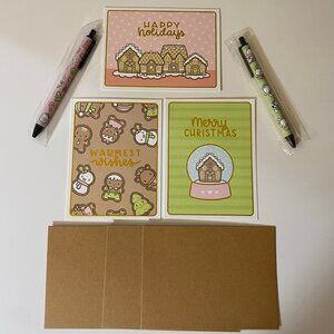 Hubman And Chubgirl Christmas Holiday Greeting Cards & Pens Set